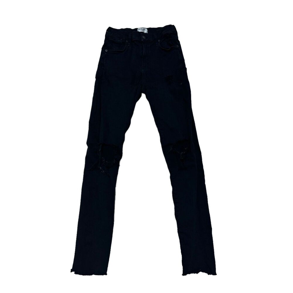 Agolde Sophie High Rise Skinny Jeans Women's 26 Size Black Button Fly Distressed